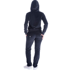 Ensemble de survêtement en polaire à capuche pour femmes, manches longues, couleur unie, coupe décontractée, pantalon long avec poches, à porter en toutes saisons - Product Image 4