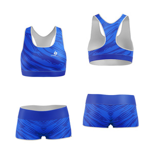 Conjunto de Top Deportivo con Escote Redondo y Pantalones Cortos de Cintura Alta, Personalizado, de Alta Calidad, con Logotipo Impreso por Sublimación en la Parte Delantera, Tallas Grandes, Ropa de Yoga para Mujer - Product Image 3