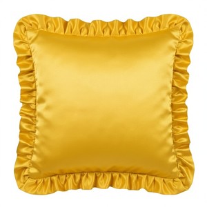 Yellow Poly Satin Frill Cushion Covers Decorative Ruffle <b>Pillow</b> Covers for Boutique Home Furnishing and <b>Sofa</b> Decor Luxury Living - Product Image 1
