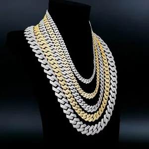 Premium Fine <b>Mens</b> Silver Material Custom Link <b>Chain</b> Necklace Plated Geometric Hiphop Moissanite Micro Insert Jewelry GRA - Product Image 1