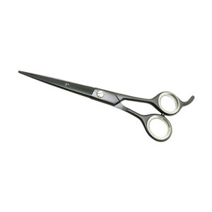 Ciseaux de coiffure professionnels noirs de 5,5 pouces, à lame droite, en acier inoxydable tranchant, pour barbier, avec grandes poignées ergonomiques - Product Image 1