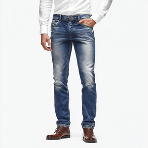 Manufacturer Heavyweight Vintage Faded Wash Raw Hem Frayed High Quality Flared Denim <b>Jeans</b> Men Custom Stacked <b>Jeans</b> - Product Image 5
