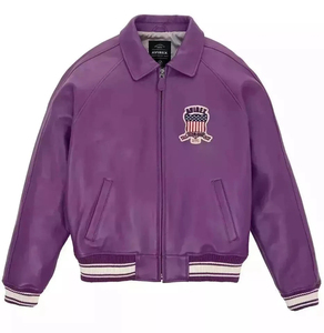 Vestes en cuir Avirex de style streetwear pour hommes, couleur unie, fermeture éclair, écologiques, imperméables, de haute qualité, vente en gros - Product Image 1