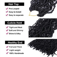 Extensions per capelli all'ingrosso, resistenti al calore, per afroamericani, con effetto distressed, lunghe, pre-annodate, stile Goddess Faux Locs, Nu Locs, Soft Locs