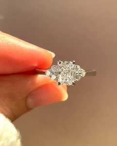 Shining Moissanite Radiant Cut Diamond Floral Cluster <b>Ring</b> For Women's original <b>925</b> <b>Silver</b> For Bridal Surprise Gift For Lovers - Product Image 1