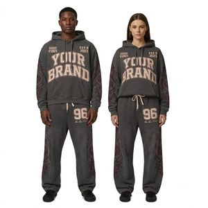 Conjunto Deportivo Unisex Personalizado con Logotipo, Sudadera con Capucha y Pantalones de Felpa Gruesa, Estampado Tribal, Estilo Urbano - Product Image 3