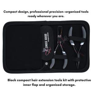 Kit de Herramientas para Extensiones de Cabello Negro con Alicates de Acero Inoxidable de 5 Pulgadas para Crimpar y Remover Microperlas, Agujas de Coser y Velcro para Uso en Salón - Product Image 5