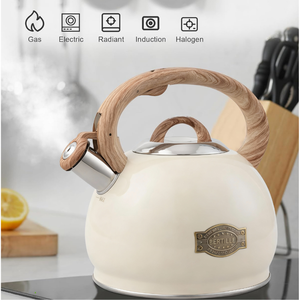 BERTILLE ketel Stainless Steel 2,5 l, ketel Stainless Steel warna gading, kompor Gas induksi kayu untuk memasak, berkemah, rumah - Product Image 5