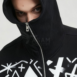 Sweat à capuche zippé sérigraphié, design personnalisé, tissu confortable, fermeture éclair intégrale, style décontracté - Product Image 6
