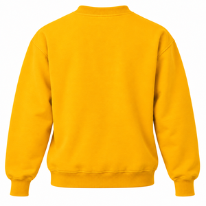 Sudadera de cuello redondo para mujer, color amarillo dorado, con estampado de letras California en azul real y símbolo griego ovalado, manga larga - Product Image 4