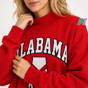 Sudadera personalizada con cuello simulado y letras con apliques de ALABAMA, mapa del estado, forro polar grueso, sudadera extragrande con cuello simulado para mujer - Product Image 6