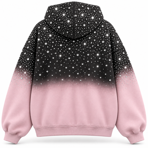 Sweat à capuche zippé personnalisé avec strass, 100% coton molletonné 400g, tricoté, coupe oversize, anti-plis, pour homme, style Y2K, hiver, couleur unie, streetwear - Product Image 4