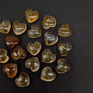 ลูกปัดหินซิทรินธรรมชาติรูปหัวใจขัดเรียบ ขนาด 10 มม. ลูกปัดแกะสลักคริสตัลทำมือ สำหรับทำเครื่องประดับ จำนวนมาก - Product Image 5