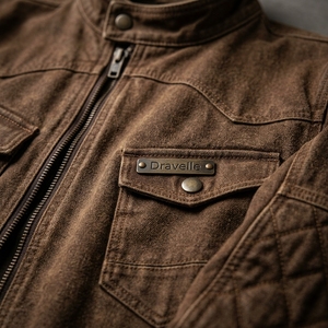Vintage Waxed Canvas Biker Jacket Men Custom Asymmetric Zipper <b>Stand</b> Collar Quilted Elbow Motorcycle Outerwear <b>Coat</b> - Product Image 6