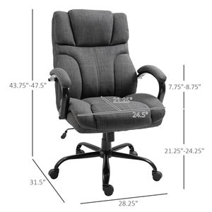 Sedia da Ufficio Direzionale Grande e Alta, Capacità 227 kg, Grigio Scuro, Altezza Regolabile, Ruote Girevoli, Base in Nylon, Certificata BIFMA - Product Image 3