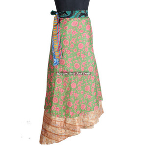 New Sleeveless Wrap Dress for Women <b>Clothes</b> Reversible Silk Magic 38 Inch Wrap Skirt Halter Tube Indian <b>Handmade</b> Vintage Silk - Product Image 6