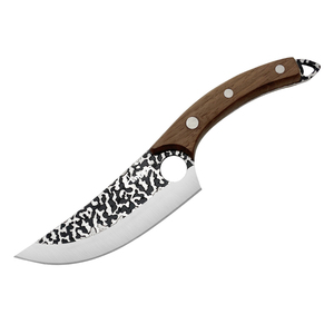 Cuchillo de caza Drop Point con hoja de acero de Damasco, mango de madera, grosor de 0.6 mm y borde biselado - Product Image 5