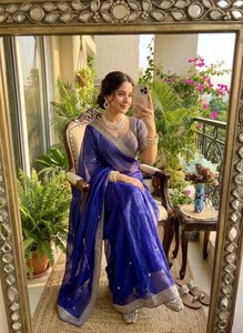 Lehenga Saree de Seda Georgette Vichitra de Primera Calidad, Listo para Usar, Tradicional para Bodas, Diwali, Invierno, Verano, Primavera, Fiestas Étnicas - Product Image 3