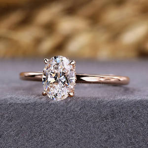 แหวนหมั้นเพชรรูปวงรีสีทอง18K ทำจากแล็บที่ทันสมัยของขวัญครบรอบแต่งงานประดับเพชรที่ได้รับการรับรองรัศมีที่ซ่อนไว้ - Product Image 3