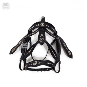 Custom Leather Horse Driving <b>Harness</b> Set Fancy Stud Star Concho French Collar Premium Fittings Single Driving <b>Harness</b> Ascot - Product Image 2