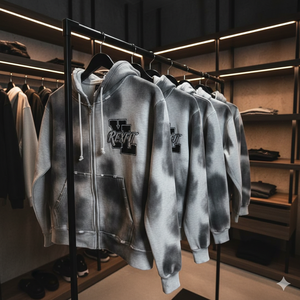 Sweat à capuche streetwear pour homme, épais, effet délavé, 100% coton molletonné, haute qualité, coupe oversize, épaules tombantes, avec fermeture éclair - Product Image 5