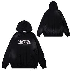 Sweat à capuche zippé en molleton 100 % coton, sur mesure, hiver, effet vieilli, broderie, coupe oversize, respirant, écologique, OEM ODM - Product Image 6