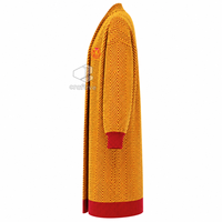 Cardigan long en maille chevrons pour femme NSPDK Sorority, ouvert sur le devant, avec poignets côtelés brodés, pull décontracté, vêtement d'extérieur