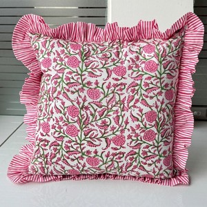 Funda de Cojín con Volantes Florales, Cuadrada, Bordada, de Algodón, Decorativa, Estilo Bohemio para el Hogar - Product Image 4