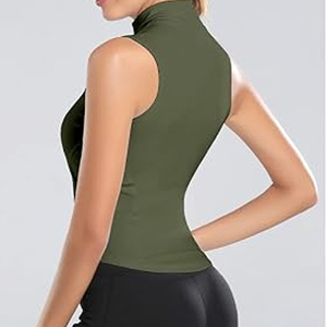 <b>Women</b> Sleeveless Athletic Tank <b>Top</b> Shirts Full <b>Zip</b> Up Tshirt for Yoga Running Fitness Exercise - Product Image 4