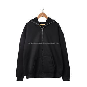 OEM Full Zip Hoodie 250g Peluche Noir Zipper Hommes Hoodies Full Zip Ups Sweat à capuche surdimensionné Personnalisé - Product Image 1