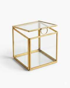 ARTINCO Transparent Glass Brass Jewelry <b>Box</b> Handmade Luxury Trinket <b>Box</b> for Wedding Return <b>Gifts</b> and Keepsakes - Product Image 1