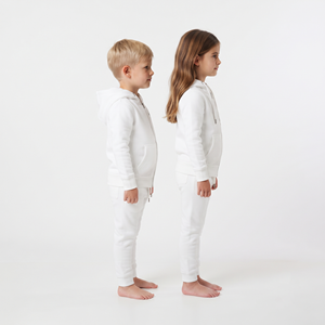 Conjunto de Sudadera con Capucha y Pantalones de Algodón Grueso para Niños, Color Blanco Sólido, Ropa Deportiva Informal para Jóvenes - Product Image 4