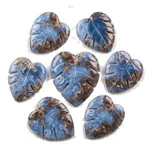 Piedras de Palma de Cristal Natural de Angelita Chevron Talladas a Mano con Forma de Hoja de Monstera, Set al por Mayor para Joyería y Decoración del Hogar - Product Image 3