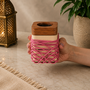 Encensoir en bois de qualité supérieure, décoratif, avec cordon rouge, brûleur de Bakhoor, porte-oud arabe, aromathérapie, cadeau islamique pour l'Aïd, décoration intérieure - Product Image 3