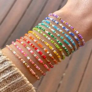 Colorful 14K Gold Plated Plastic <b>Beaded</b> Stackable Bracelets <b>Set</b> Handmade Stretch Friendship Bangles Geometric for Women Party - Product Image 4