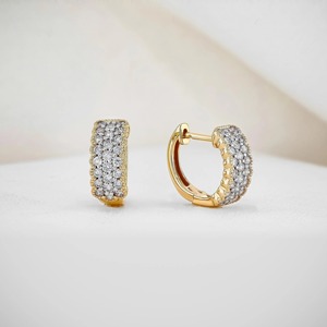 ต่างหูห่วงแบบ Huggie ประดับเพชรแล็บโกรว์ 14K ทองคำแท้ 48 เม็ด ดีไซน์หรูหรา เหมาะเป็นของขวัญสำหรับงานปาร์ตี้ สำหรับผู้หญิง - Product Image 5