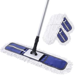 Balai à poussière en coton industriel et commercial à code couleur avec long manche en aluminium, robuste, auto-essoreur, réutilisable et durable - Product Image 1