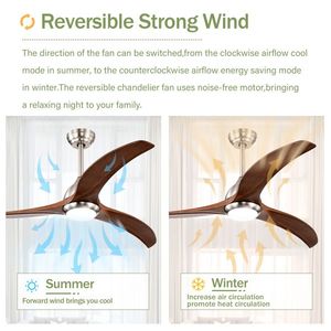 Ventilador de Techo LED de 52 Pulgadas con Aspas de Madera Sólida, Control Remoto, 6 Velocidades, 3 Colores, Motor Reversible Silencioso para Patio y Sala de Estar - Product Image 5