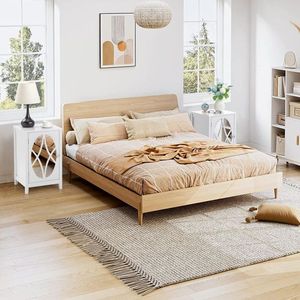 FCH White Single-Door Carved Bedside Table with 38*33*60cm Density Board & Smoked Mirror Spray Paint Elegant Nightstands - Product Image 6