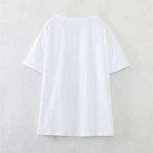 เสื้อยืดผู้หญิง OEM คุณภาพสูง ผ้าฝ้าย พิมพ์ลาย ปักลาย ทรงโอเวอร์ไซส์ ทรงบ็อกซี่ สำหรับผลิตแบบ Private Label - Product Image 2