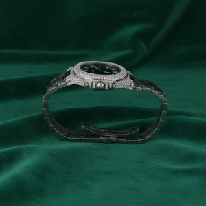 Reloj Automático de Lujo con Incrustaciones de Moissanita, Esfera Negra de Acero Inoxidable, Estilo Diamante, Resistente al Agua, para Hombre y Mujer - Product Image 2