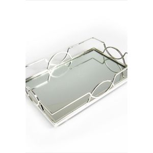 Luxury <b>Silver</b> <b>Mirror</b> Tray Metal Rectangular Serving Coffee Trays Decorative Cosmetic Vanity Organizer Tableware Wedding Plate - Product Image 1