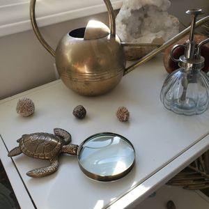 Loupe en métal vieilli en forme de tortue marine, décoration côtière, loupe décorative nautique faite à la main, décoration maritime vintage - Product Image 4