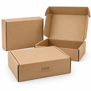 Boîte d'expédition pliable en carton ondulé kraft imprimée sur mesure avec logo, MOQ 500, OEM - Product Image 1