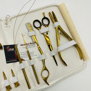 Stainless Steel Gold Plated Hair Extension Tools Kit with Barber Scissor, Multi-Functional Plier, Hair Clips & <b>Razor</b> Custom Logo - Product Image 4