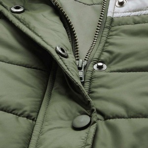 Green Quilted Women's <b>Jacket</b> With Stand Collar Full Sleeve Button Closure Autumn Wear - Product Image 2