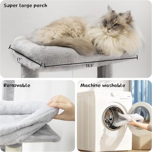 Grande griffoire pour chat en sisal et MDF, arbre à chat multi-niveaux, couleur gris moderne, mobilier d'intérieur pour animaux de compagnie, montage facile, condo amovible - Product Image 3
