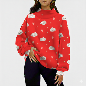 Women's New Fashion Customizable <b>Sweatshirt</b> Comfortable Solid Color Fleece Mockneck <b>Long</b> Sleeve Pullover Breathable Front - Product Image 6