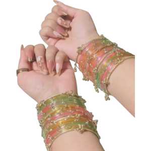 Trending Handmade Bridal Fashion Pearl Bangles Churiyan Sets Gold/Silver Plated Wedding Women's Jewelry Customized Colors Sizes - Product Image 1