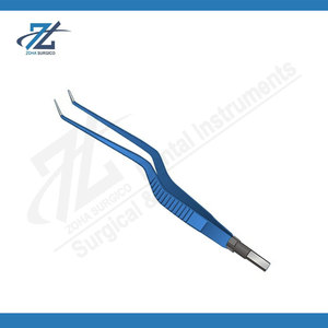 Pinzas Bipolares Anguladas Tipo Bayoneta Europeas Premium, Punta Fina de 0.7mm, Aisladas, Reutilizables, de Acero Inoxidable, Manuales, Certificadas CE, Quirúrgicas - Product Image 6